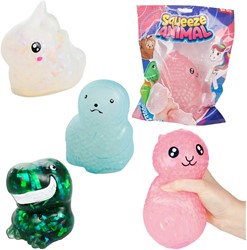 FUN Quetschtier 15cm -Aqua Blob- mit Glitzerband 4-fach sortiert