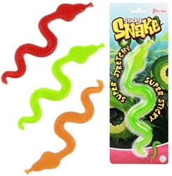 Kleverige slang -Neon Cobra- super rekbaar 3 assorti 10x27,5cm