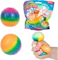 FUN Textuurknijpbal -Rainbow Ribbing- foam 7cm 4 assorti