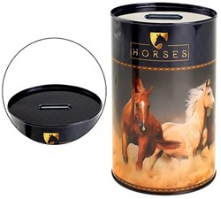 HORSES Spaarpot bedrukt met paarden