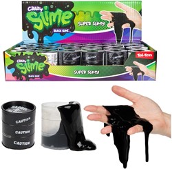 CRAZY SLIME Slijm -Zwart- in mini olievat