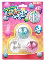 Raamkruiper knijpballen Glitter 4cm 3 stuks 4x13x18cm.