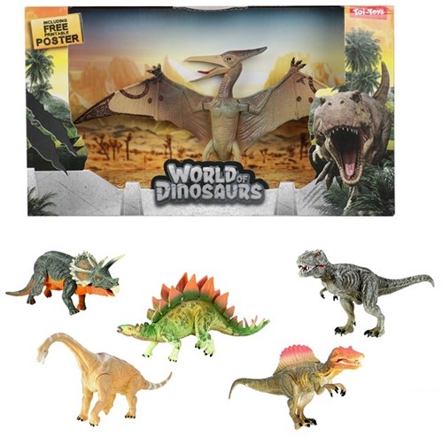 WORLD OF DINOSAURS Dino medium in doos 6 assorti 7x30x17,5cm.