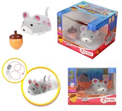 Electric flock mouse with acorn 7x9cm