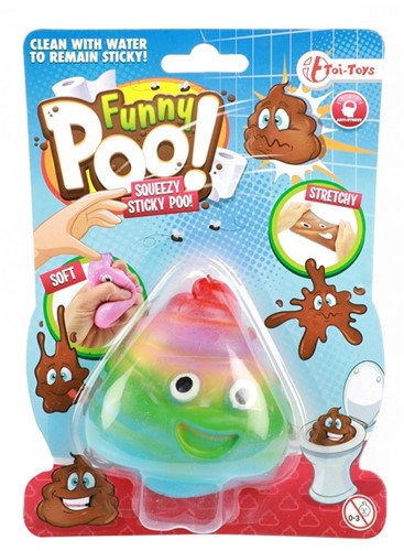 FUNNY POO Kleverige rekbare -Lachende drol- 8cm 3 assorti op kaart 12,5x17,5cm-2