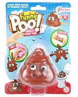 FUNNY POO Kleverige rekbare -Lachende drol- 8cm 3 assorti op kaart 12,5x17,5cm-3