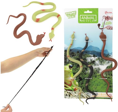 ANIMAL WORLD Levensechte slangen-super rekbaar- 3-Pack 17x31,5cm