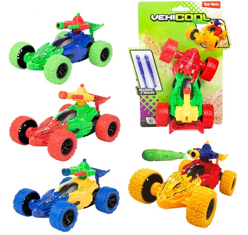 VEHICOOL Raceauto -Shooting Dino- frictie 4 assorti