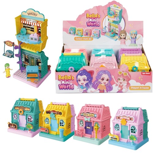 Mini speelset -Home_Shop- in huis 4 assorti