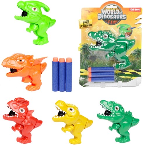 WELT DER DINOSAURIER Mini-Dino-Pistole +3x Pfeil 5-fach sortiert