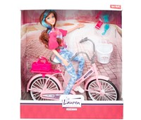 LAUREN Poupée adolescente à vélo avec accessoires 2 assortis