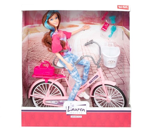 LAUREN Tienerpop op fiets met accessoires 2 assorti