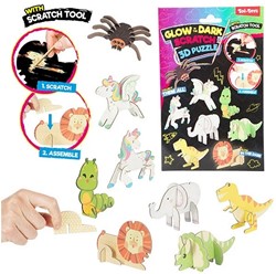 Puzzle 3D à gratter -Animal- brille dans le noir 8 assortis