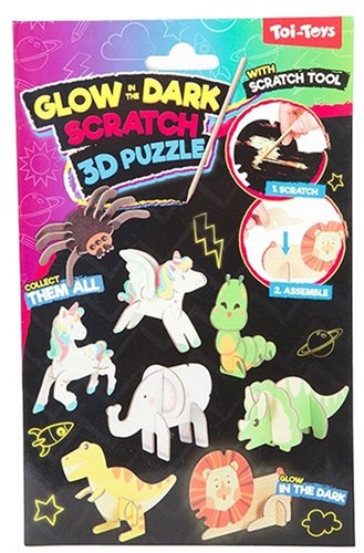 3D krasfolie puzzel -Dier- glow in the dark 8 assortie-2