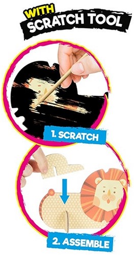 3D krasfolie puzzel -Dier- glow in the dark 8 assortie-3