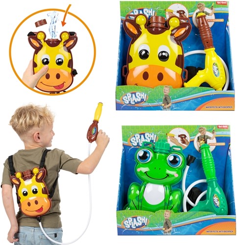 SPLASH Waterpistool met rugzakreservoir 2 assorti