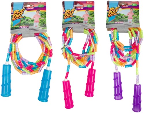 PLAY OUT Springtouw met gekleurde kralen 280cm 3 assorti