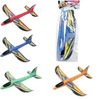 GO PLAY Foam vliegtuig 36cm met stickers (diy) 4 assorti