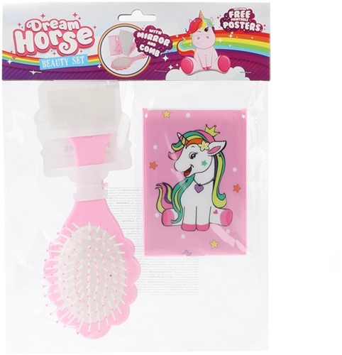 DREAM HORSE Beauty set -spiegel+borstel 4-ass