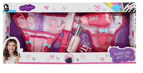 GLAMOUR&SHINE Set parrucchiere in marsupio + asciugacapelli vero 7x47,5x22cm.-2