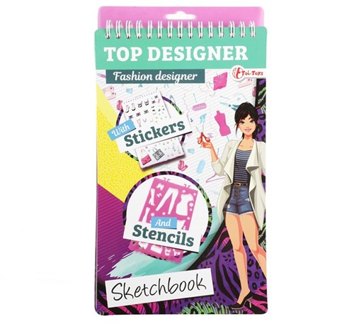 TOP DESIGNER Modeontwerper schetsboek+stickers 4 assorti 14x25cm -2
