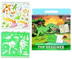 TOP DESIGNER Schetsboek -Dino- met stickers
