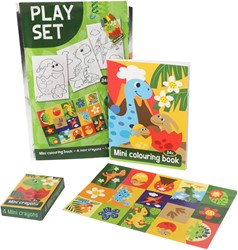 Uitdeelzakje -Dino- kleurboek+stickers+krijt