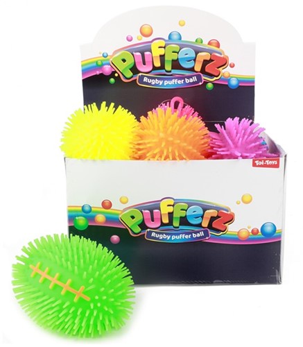 PUFFERZ Pufferball - Rugby- 14cm 6 assorted in display (12)