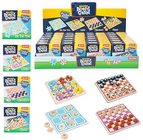 JUEGOS Mini juego de mesa de madera -8cm 4 surtidos en expositor