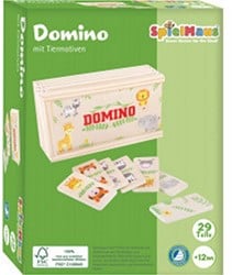 Spielmaus houten Domino Spel 29 delig 12,5x16,5cm