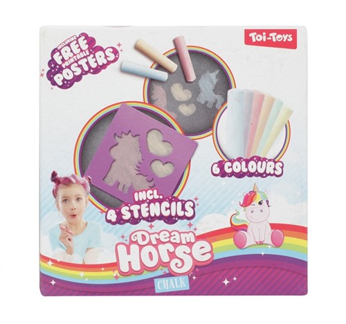 Juego DREAM HORSE -Unicornio- 6x tizas para acera + 4x plantilla-2