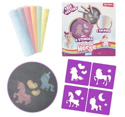 DREAM HORSE Set -Eenhoorn- 6x stoepkrijt+4x sjabl