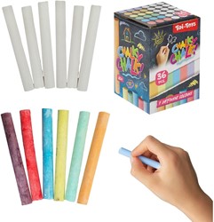CHALKY CHALK Schoolkrijtset wit_kleur 36 delig 8cm