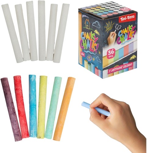CHALKY CHALK Juego de tizas escolares color blanco 36 piezas 8cm