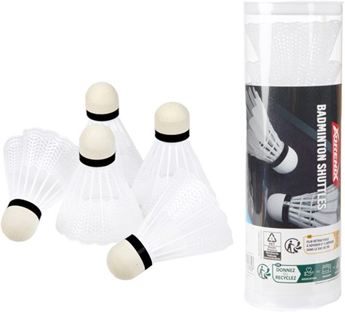 ADRENIX Badminton-Federbälle weiß - 5 Stück in einer Tube