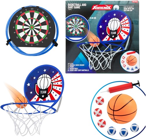ADRENIX Gioco Freccette_Basket 2 in 1 - Tabellone + Palla