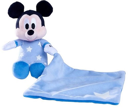 Disney Mickey Mouse Pluche met Knuffeldoekje Glow in the Dark 10x35cm-2