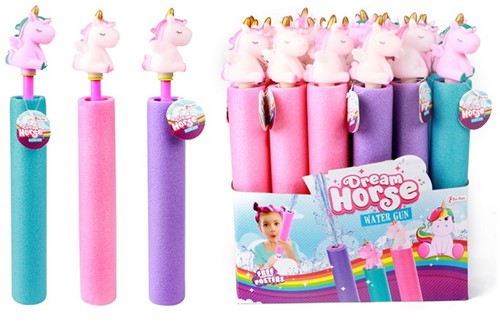 DREAM HORSE Waterspuit waterpistool Eenhoorn 3 assorti in display (24) 7x5,5x34cm.