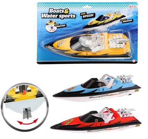 BOATS Powerboot 34cm met motor 3 assorti 8,5x34x21cm.