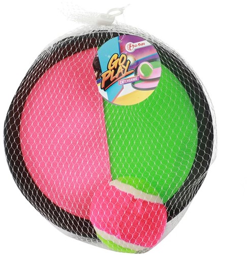 GO PLAY Vangbalspel met klittenband 2 schilden + bal 8x18,5x28cm.-2