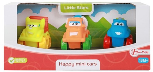LITTLE STARS Zachte mini autos Cartoon 3 stuks 4 assorti 8x21,5x9,5cm.-3