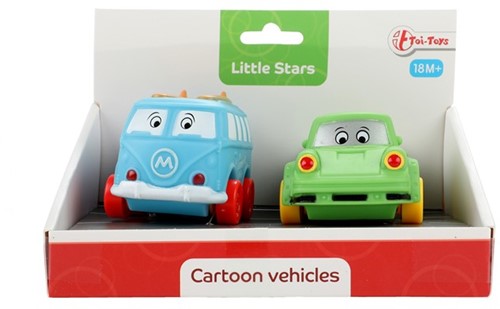LITTLE STARS Zachte pvc auto's Cartoon 2 stuks 10,5x17x11cm.-2