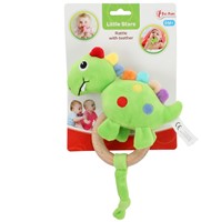 LITTLE STARS Babyrassel + Beißring Holz Dino 5,5x15x27cm.-2