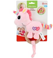 LITTLE STARS Baby rammelaar + bijtring + pieper Eenhoorn 5x15x26,5cm.-2