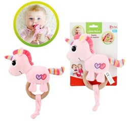 LITTLE STARS Baby rammelaar + bijtring + pieper Eenhoorn 5x15x26,5cm.