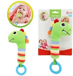 LITTLE STARS Baby rammelaar+ bijtring + pieper Dino 5x15x29,5cm.