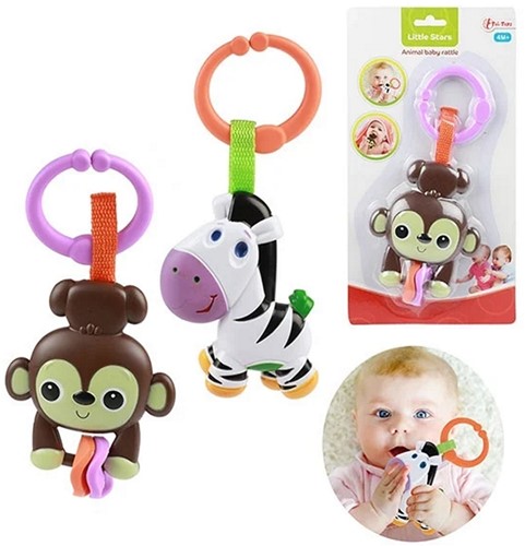 LITTLE STARS Baby rammelaar -Dier- 2 assorti