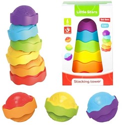 LITTLE STARS Torre apilable para bebé -Cake- 6 piezas, 2 surtidas