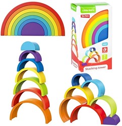 LITTLE STARS Torre apilable para bebé -Arco iris- 7 piezas, 3 surtidas