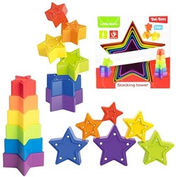 LITTLE STARS Torre apilable para bebé -Estrella- 6 piezas, 2 surtidas